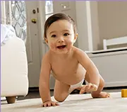 crawling baby with eczema on cheeks
